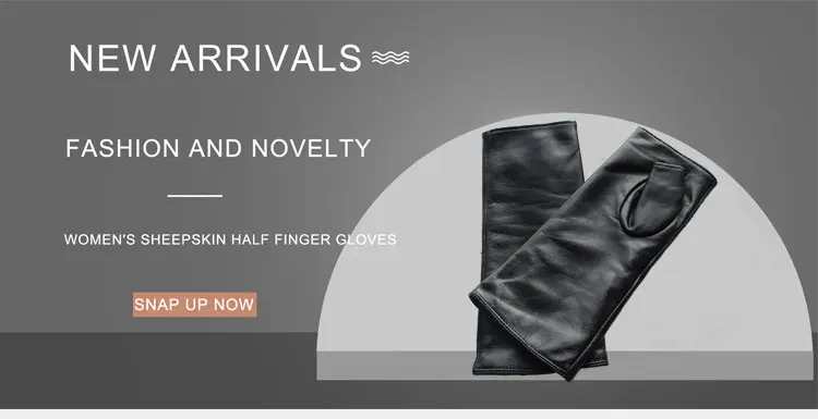New Women Fashion Long Genuine Leather Black Sheepskin Driving Outdoor Fingerless Gloves Spring and Autumn