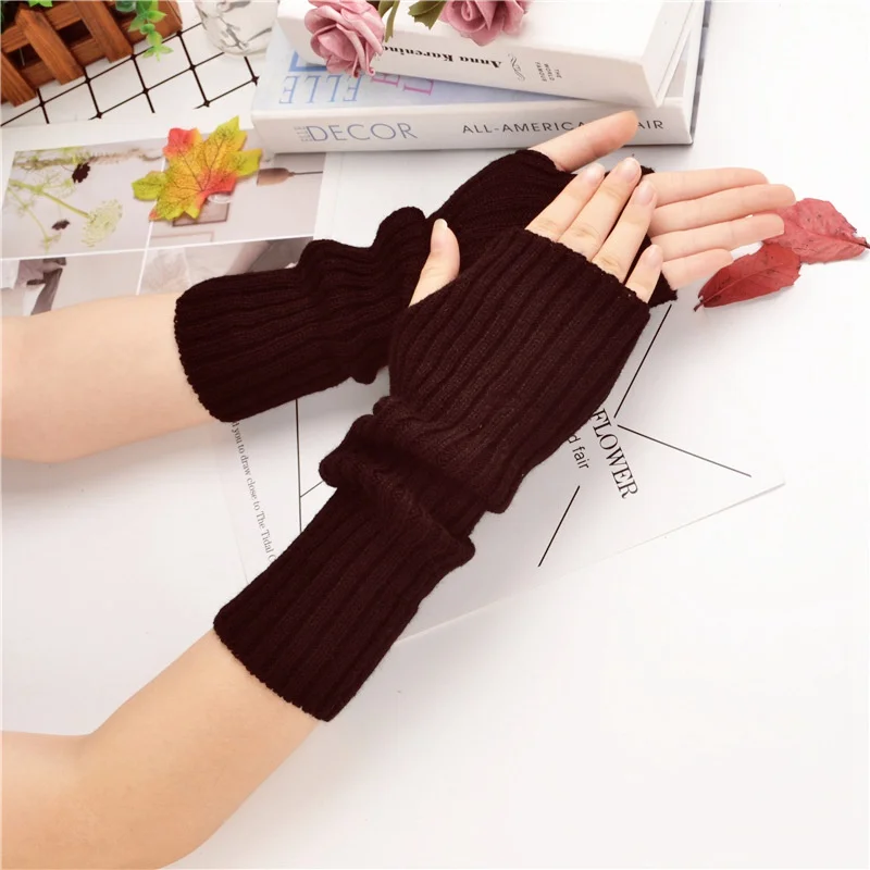 New Women Arm Warmers Japanese White Black Goth Knitted Kawaii Fingerless Gloves Ankle Wrist Sleeves Harajuku Girls Anime Gloves