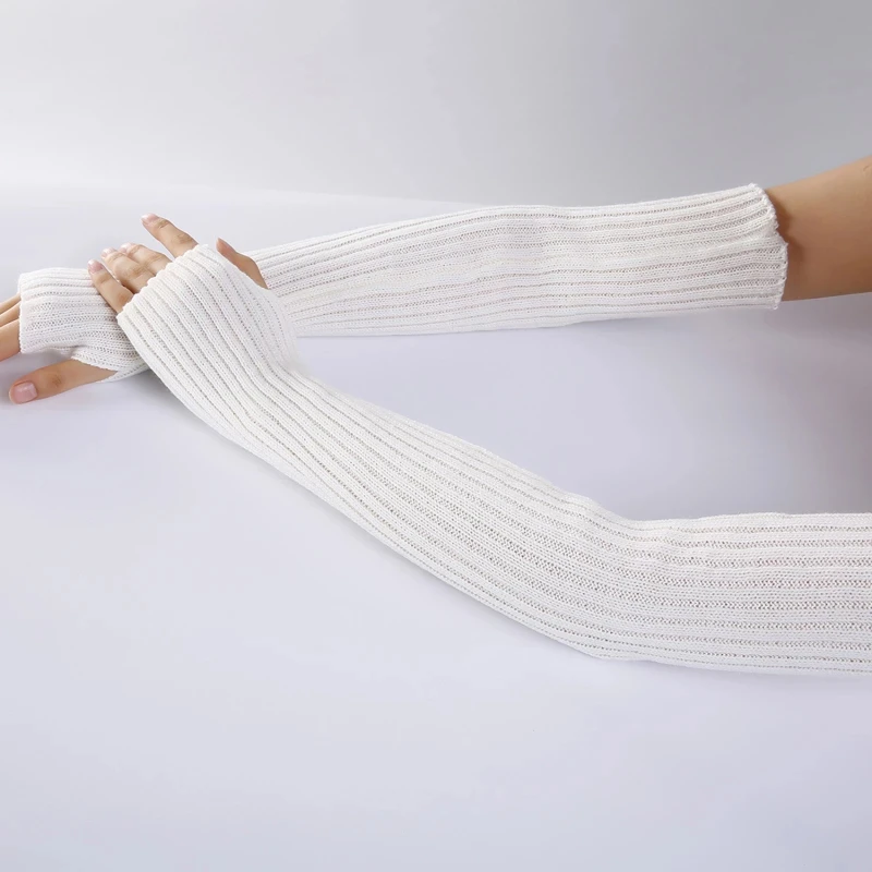 Y2K Fingerless Mittens Women Knitted Gloves Cosplay Anime Gloves Winter Arm Warmers Punk Gothic Harajuku Knit Mitten Arm Sleeves