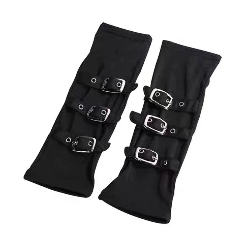 30cm Punk Girl Stage Performance Iron Buckle Fingerless Gloves Concert Lolita Women Black White Color Fashion Street Dance