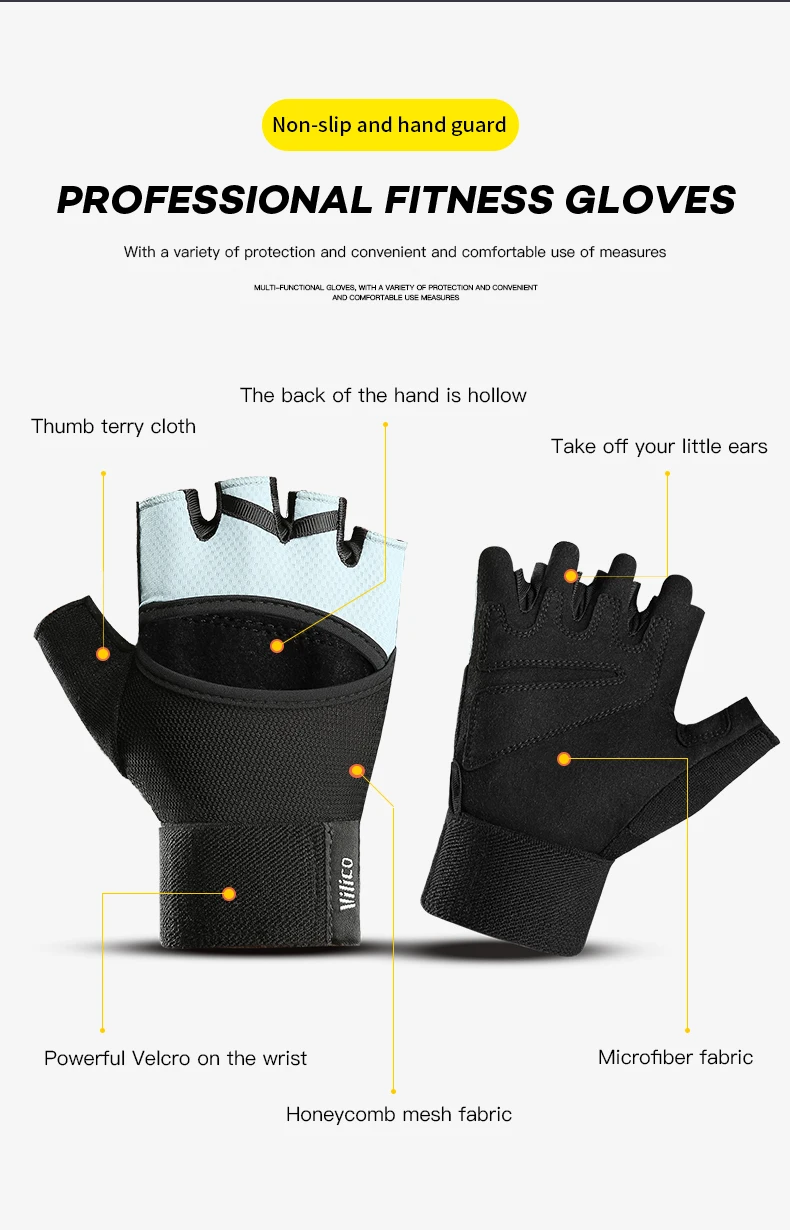 Professional Gym Fitness Breathable Anti-Slip Women Men Half Finger Summer Fishing Cycling Fingerless Gloves Female Bicycle Bike