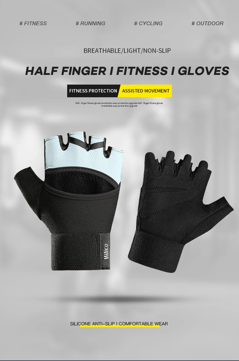 Professional Gym Fitness Breathable Anti-Slip Women Men Half Finger Summer Fishing Cycling Fingerless Gloves Female Bicycle Bike