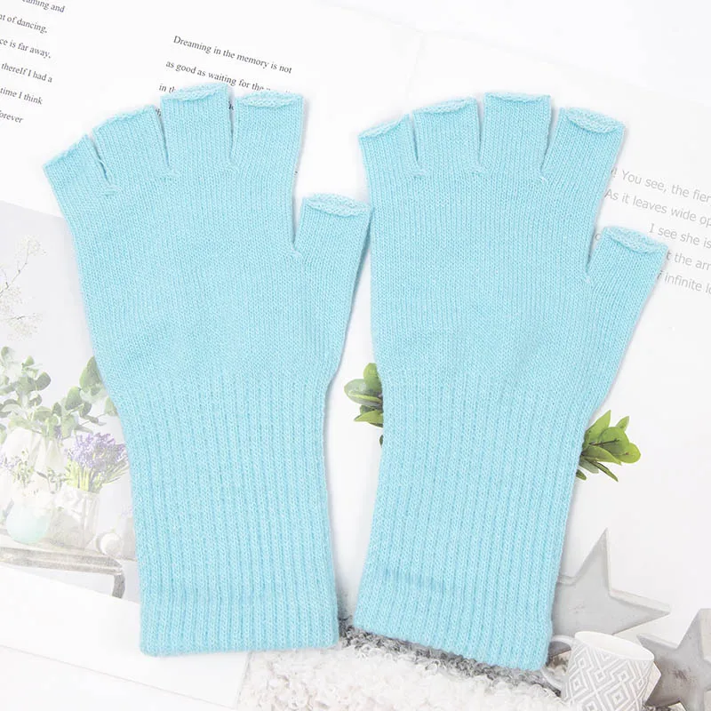 2022 New Unisex Black White Half Finger Fingerless Gloves Women and Men Wool Knit Cotton Gloves Autumn Winter Warm Work Gloves