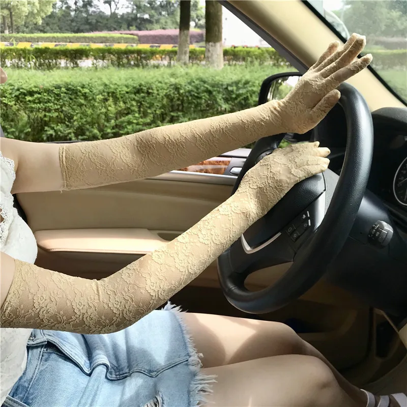 Women Sexy Hollow Lace Summer Drive Cycling Breathable Gloves Thin Transparent Exquisite Etiquette Lolita Cosplay Soft