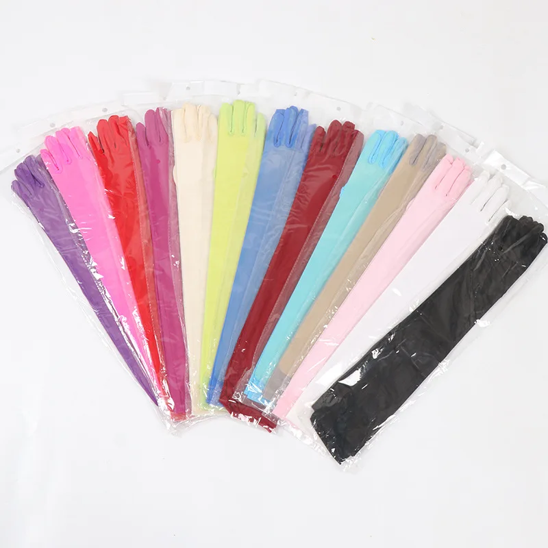 55cm Women Long Sexy Mesh Transparent Sparkling Skull Hot Drill Fashion Gloves Music Festival Party Opera Stage Performance