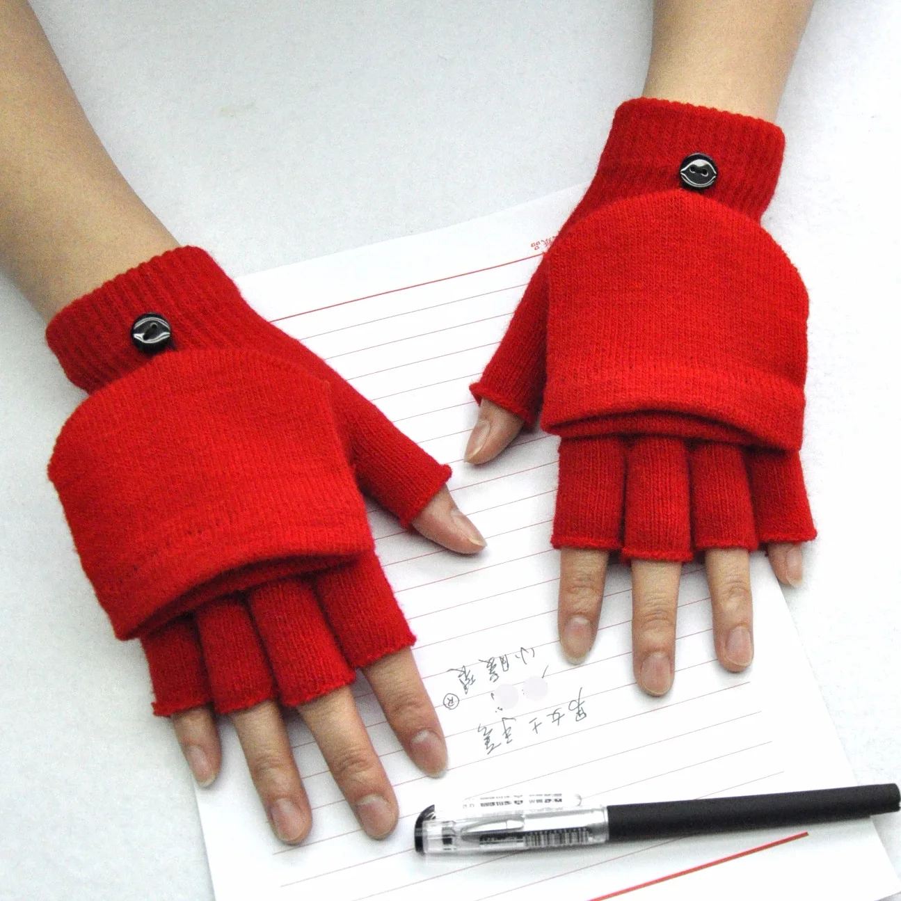 Knitted Flip Cover Half Finger Gloves Winter Women Men Student Solid Warmer Gloves Girl Mittens Female Lady Cycling Gloves New