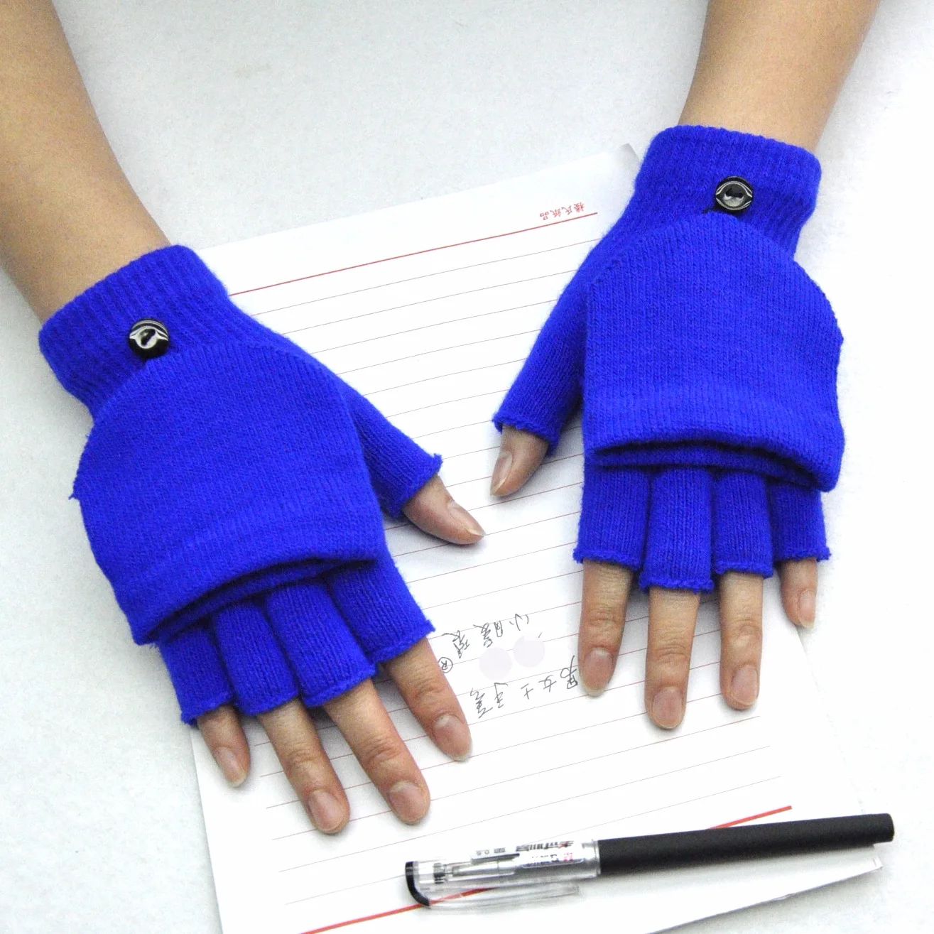 Knitted Flip Cover Half Finger Gloves Winter Women Men Student Solid Warmer Gloves Girl Mittens Female Lady Cycling Gloves New