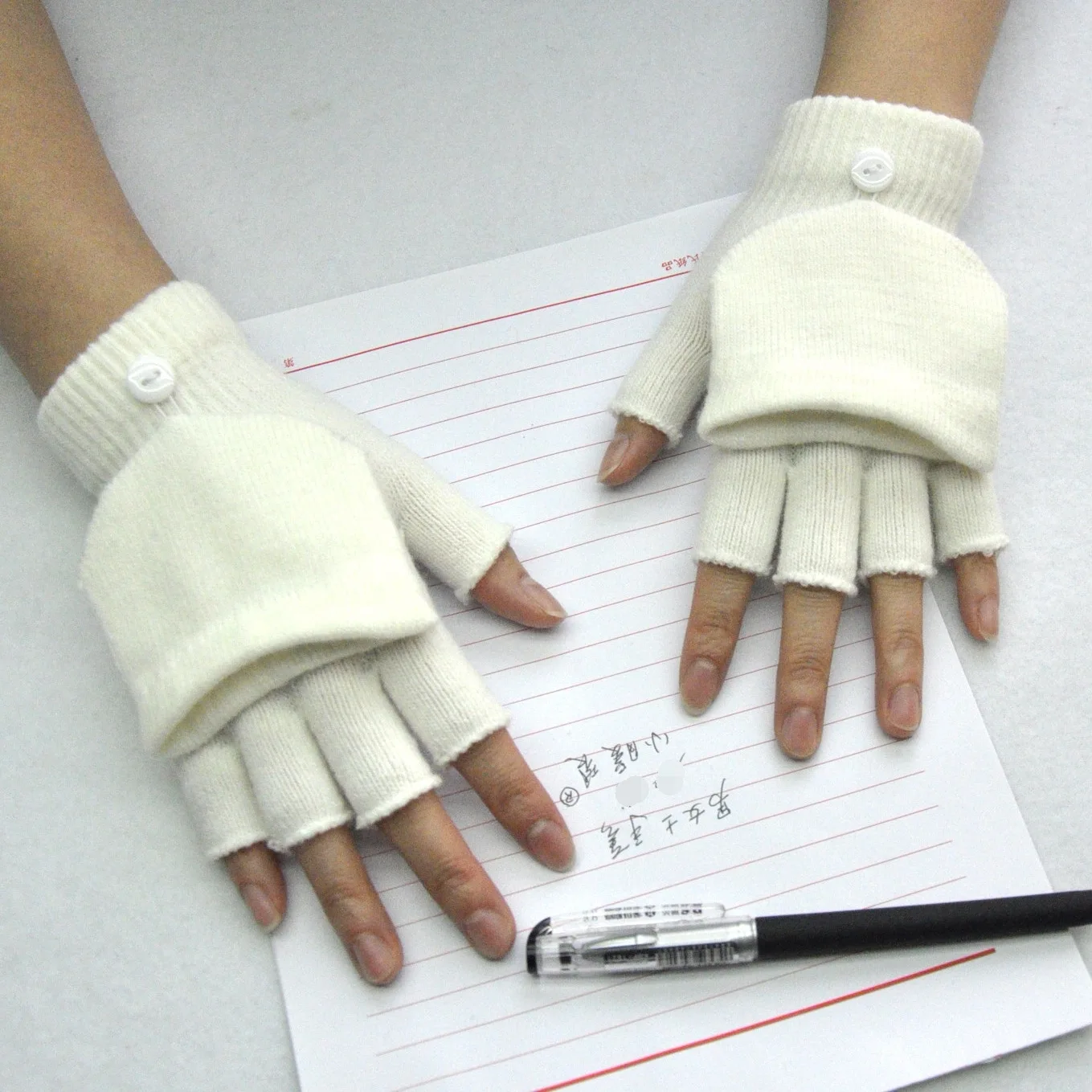 Knitted Flip Cover Half Finger Gloves Winter Women Men Student Solid Warmer Gloves Girl Mittens Female Lady Cycling Gloves New