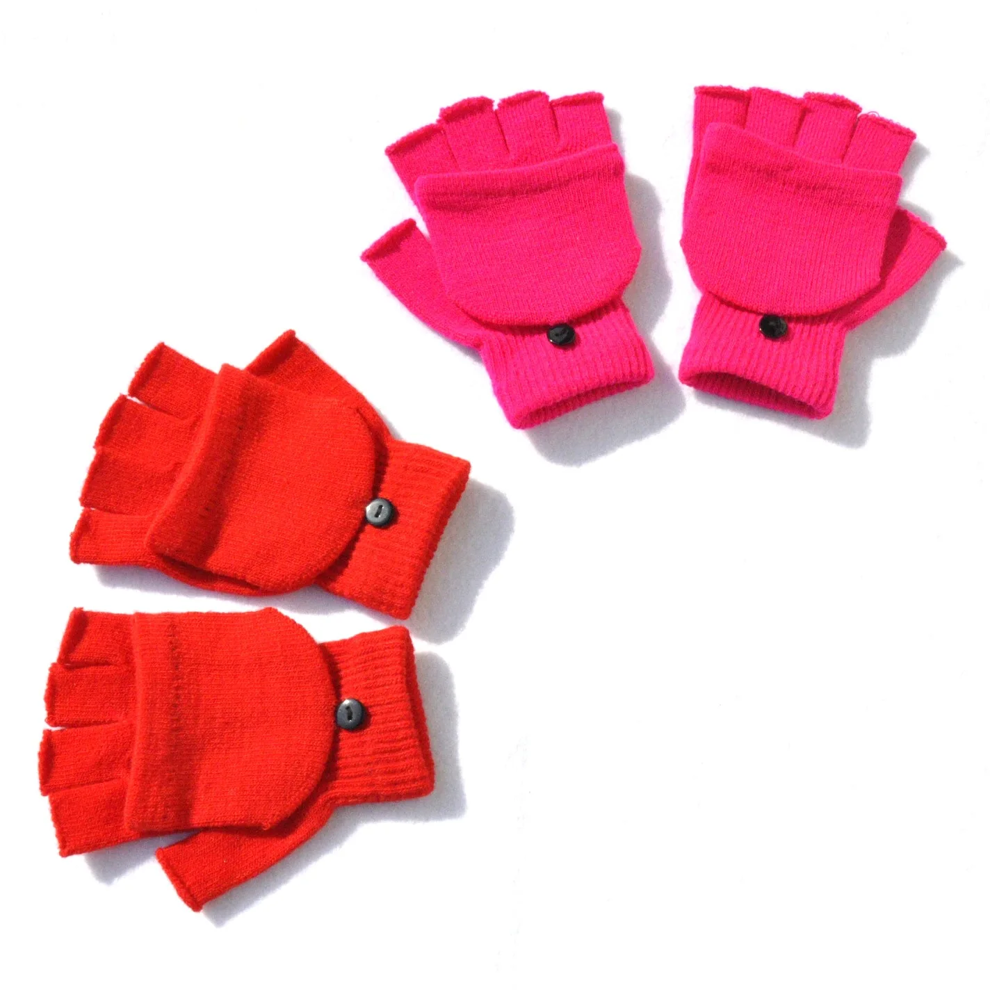 Knitted Flip Cover Half Finger Gloves Winter Women Men Student Solid Warmer Gloves Girl Mittens Female Lady Cycling Gloves New