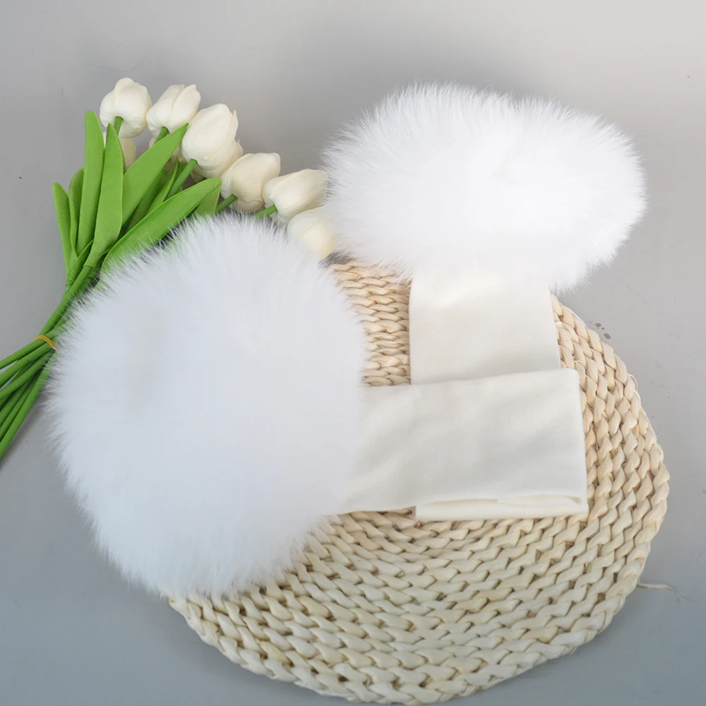 New Arrival Female Natural fox Fur Cuffs Knitted Warm Real Fox Fur Mittens Women Winter Outdoor fox Fur Cuffs