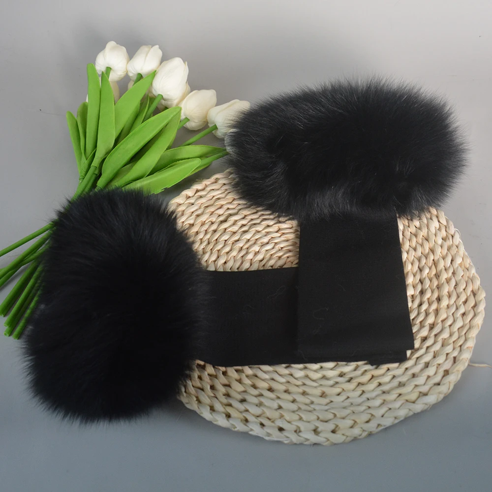 New Arrival Female Natural fox Fur Cuffs Knitted Warm Real Fox Fur Mittens Women Winter Outdoor fox Fur Cuffs