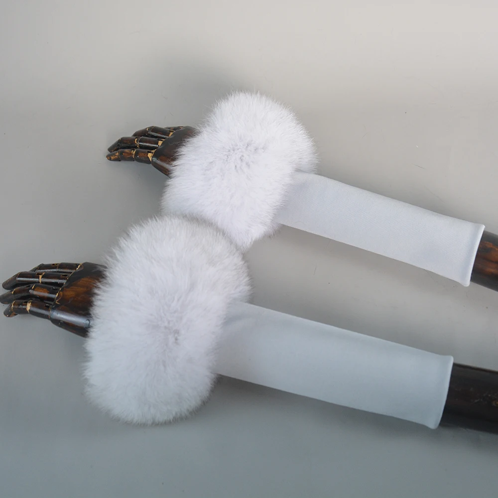 New Arrival Female Natural fox Fur Cuffs Knitted Warm Real Fox Fur Mittens Women Winter Outdoor fox Fur Cuffs