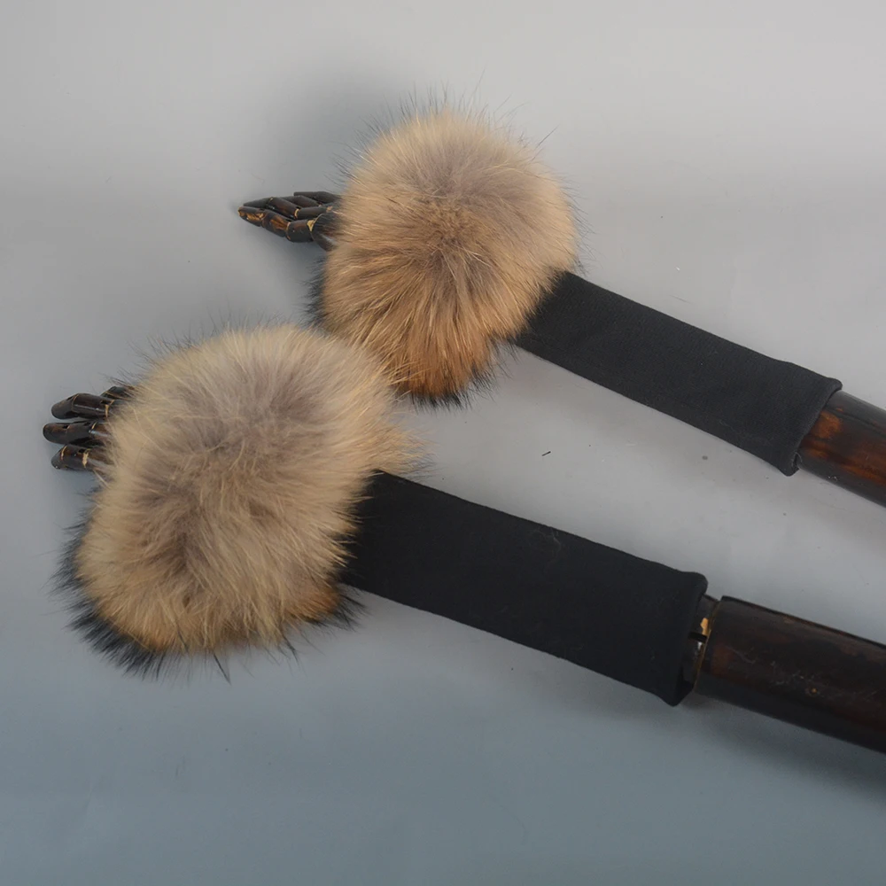 New Arrival Female Natural fox Fur Cuffs Knitted Warm Real Fox Fur Mittens Women Winter Outdoor fox Fur Cuffs