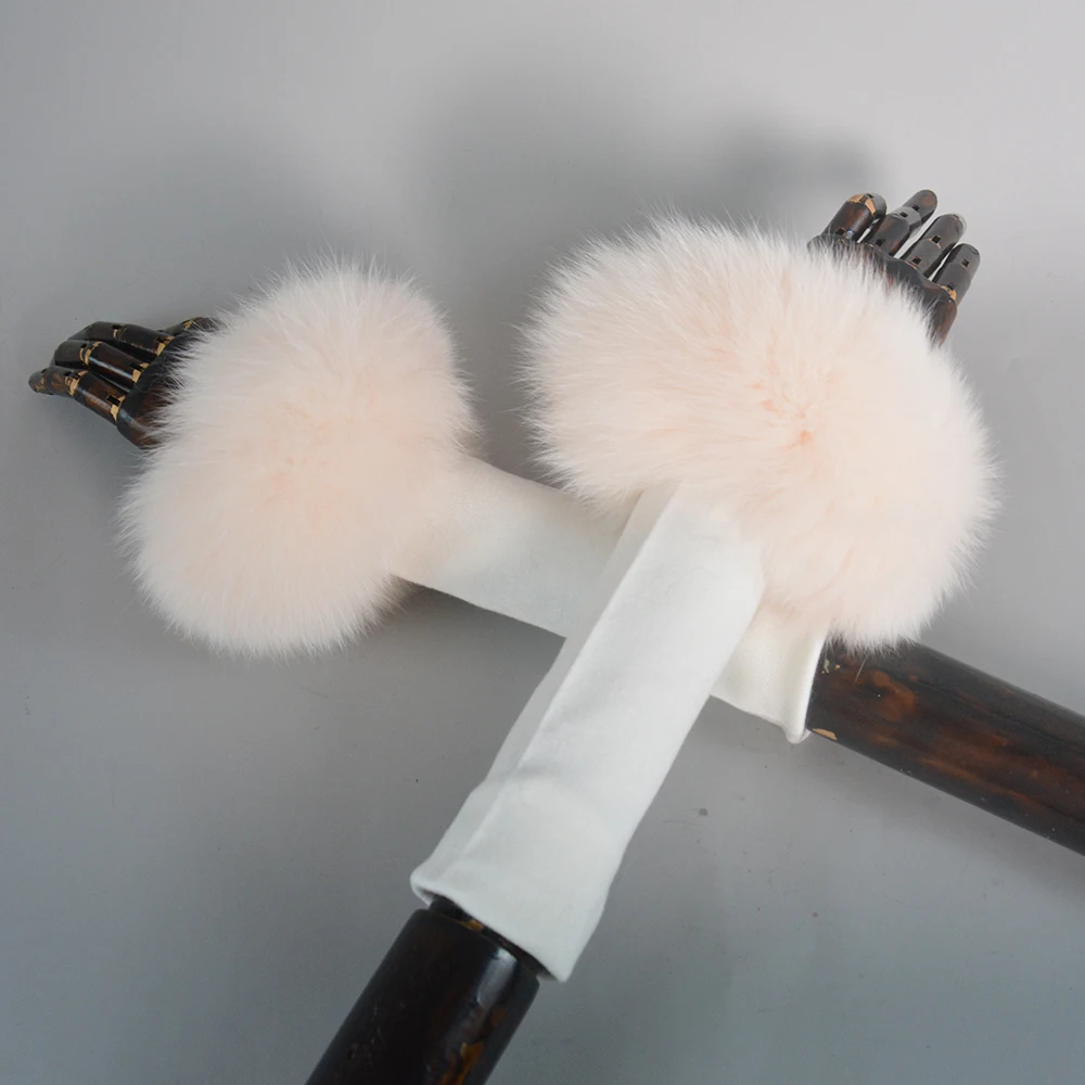 New Arrival Female Natural fox Fur Cuffs Knitted Warm Real Fox Fur Mittens Women Winter Outdoor fox Fur Cuffs