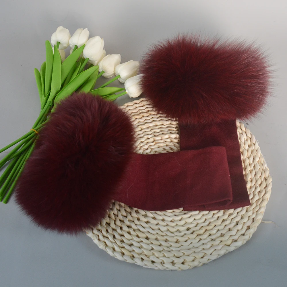 New Arrival Female Natural fox Fur Cuffs Knitted Warm Real Fox Fur Mittens Women Winter Outdoor fox Fur Cuffs