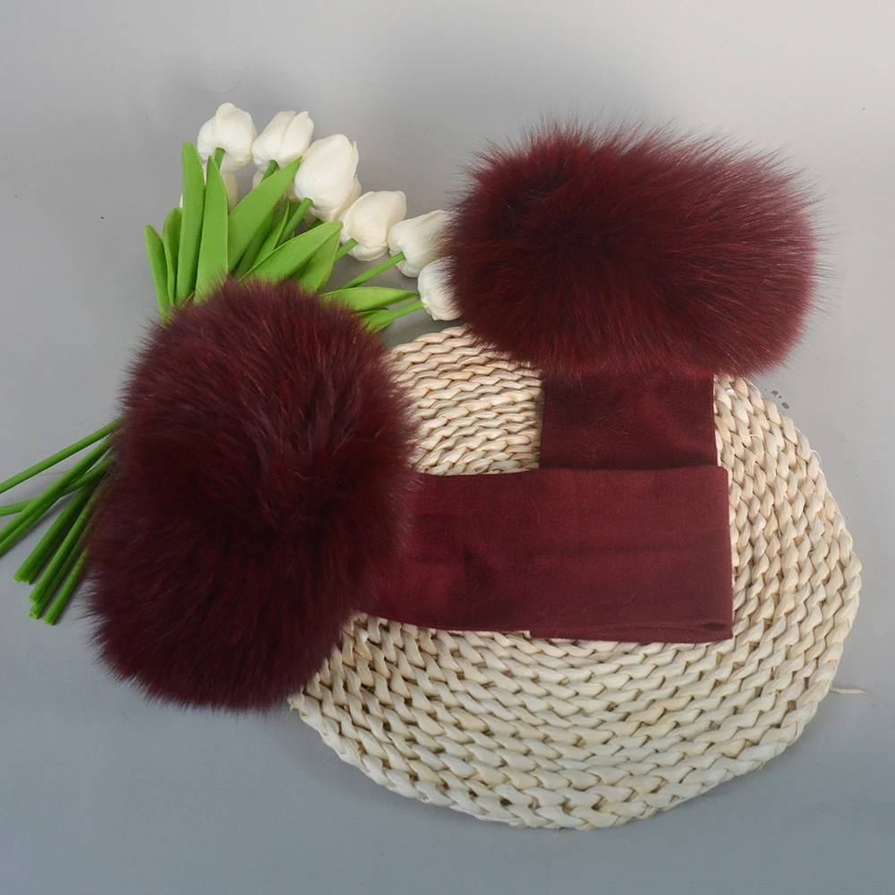 New Arrival Female Natural fox Fur Cuffs Knitted Warm Real Fox Fur Mittens Women Winter Outdoor fox Fur Cuffs