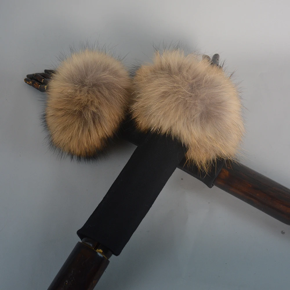 New Arrival Female Natural fox Fur Cuffs Knitted Warm Real Fox Fur Mittens Women Winter Outdoor fox Fur Cuffs