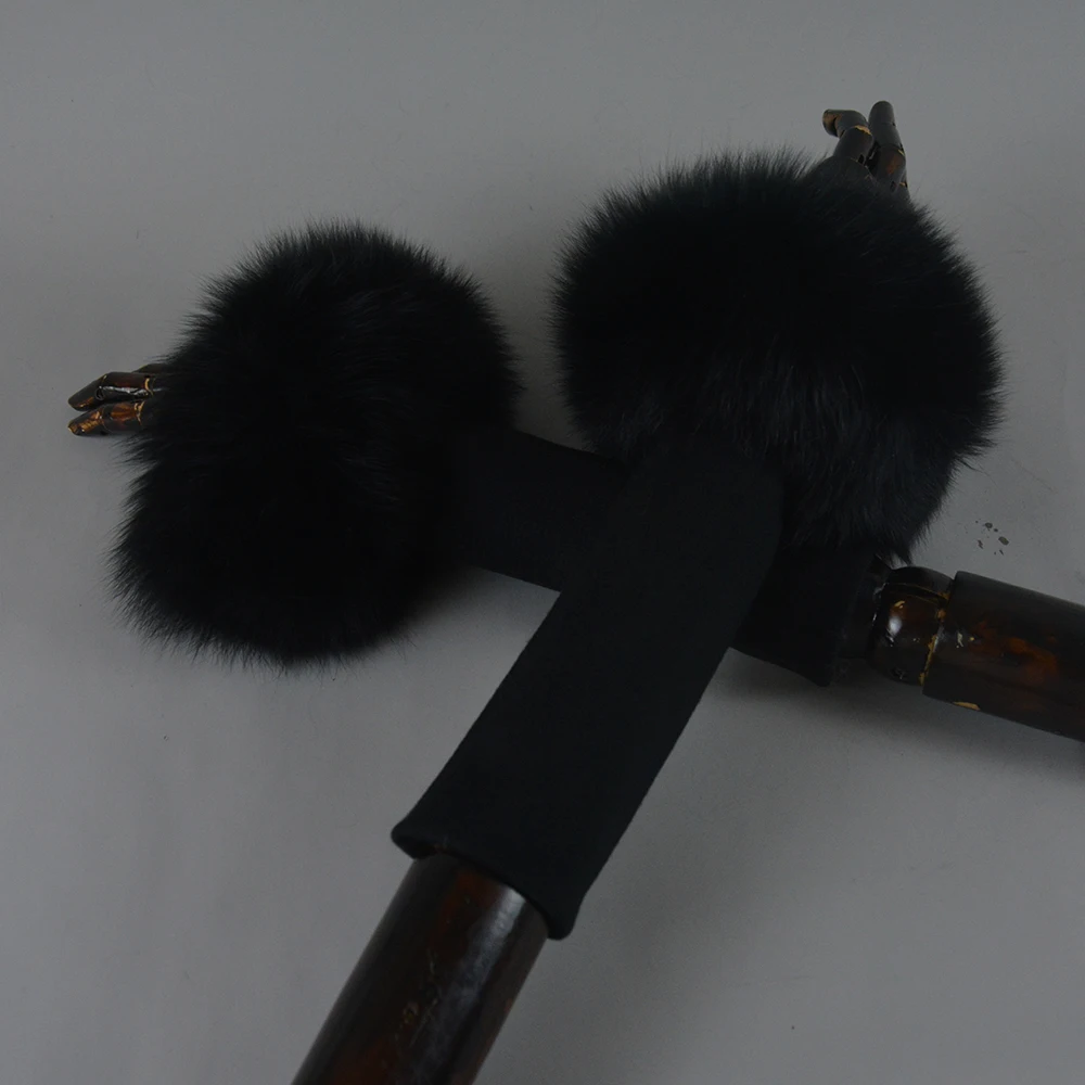 New Arrival Female Natural fox Fur Cuffs Knitted Warm Real Fox Fur Mittens Women Winter Outdoor fox Fur Cuffs
