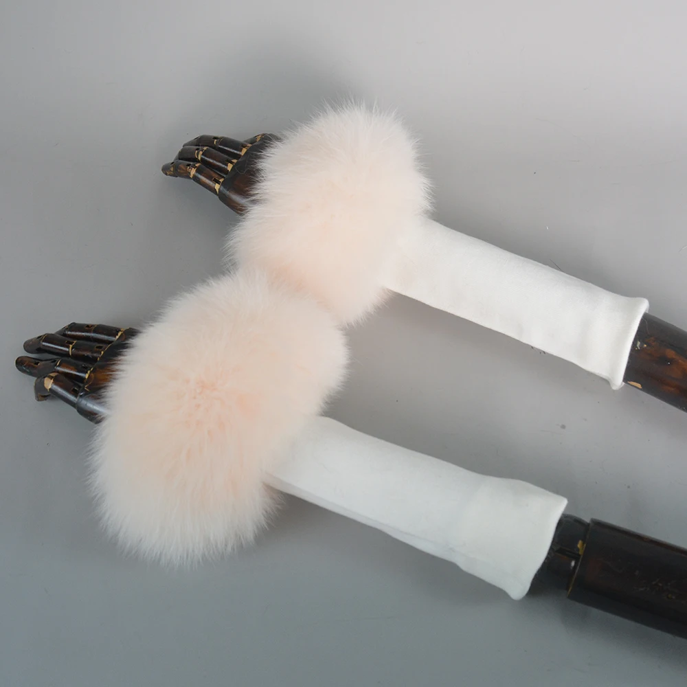 New Arrival Female Natural fox Fur Cuffs Knitted Warm Real Fox Fur Mittens Women Winter Outdoor fox Fur Cuffs