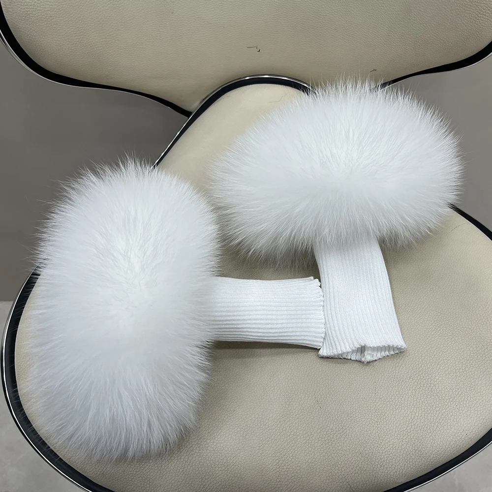 New Arrival Female Natural fox Fur Cuffs Knitted Warm Real Fox Fur Mittens Women Winter Outdoor fox Fur Cuffs