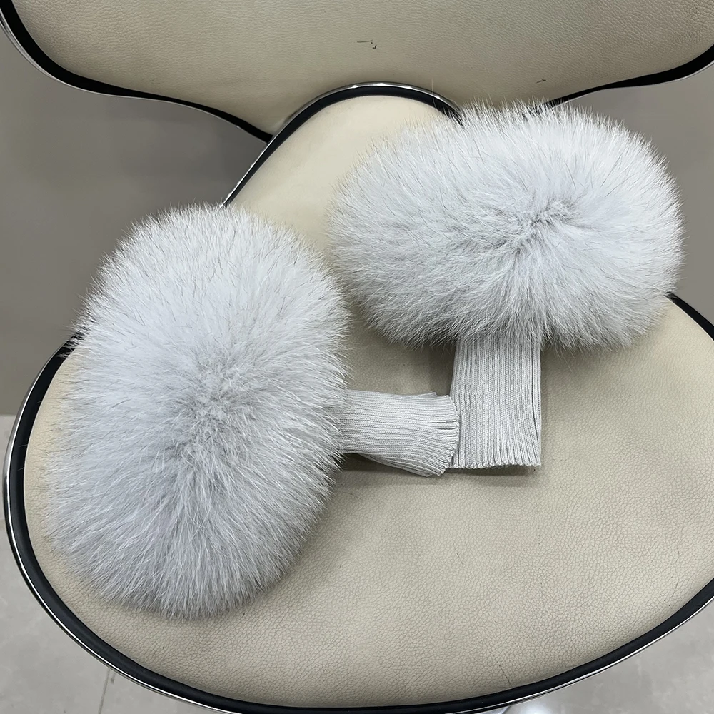 New Arrival Female Natural fox Fur Cuffs Knitted Warm Real Fox Fur Mittens Women Winter Outdoor fox Fur Cuffs