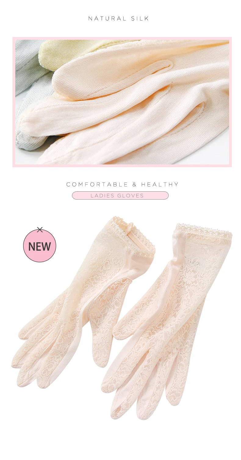 SuyaDream Women Mittens 100%Natural Silk and Lace Adult Gloves 2025 Ladies Fashion Glove