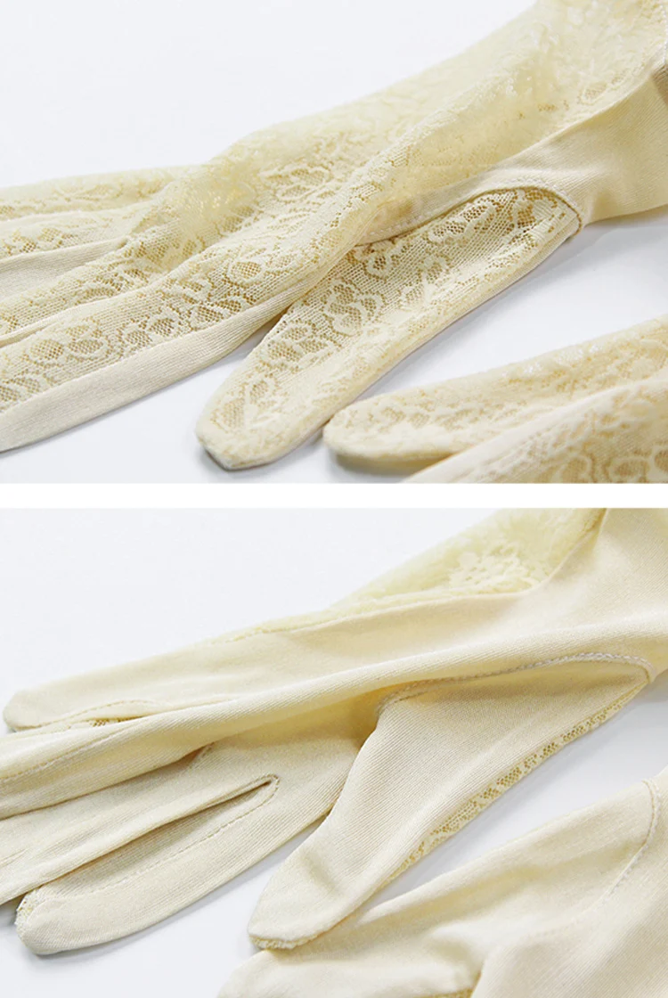 SuyaDream Women Mittens 100%Natural Silk and Lace Adult Gloves 2025 Ladies Fashion Glove