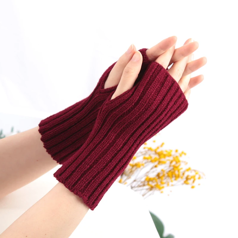Women Gloves Fashion Hand Warmer Winter Glove Girls Arm Crochet Knitting Goth Lolita Solid Fingerless Mitten Kawaii Accessories