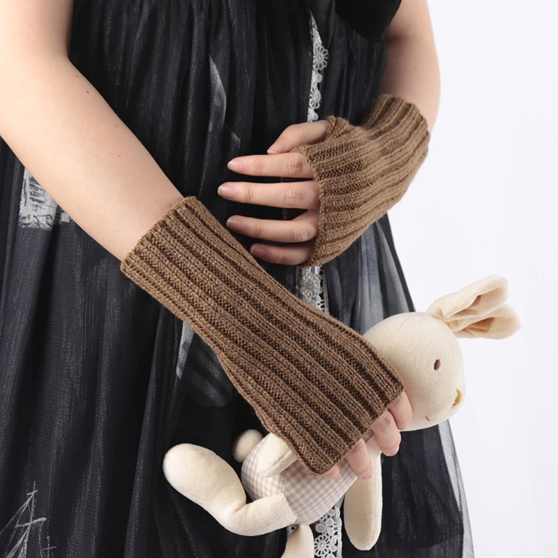 Women Gloves Fashion Hand Warmer Winter Glove Girls Arm Crochet Knitting Goth Lolita Solid Fingerless Mitten Kawaii Accessories