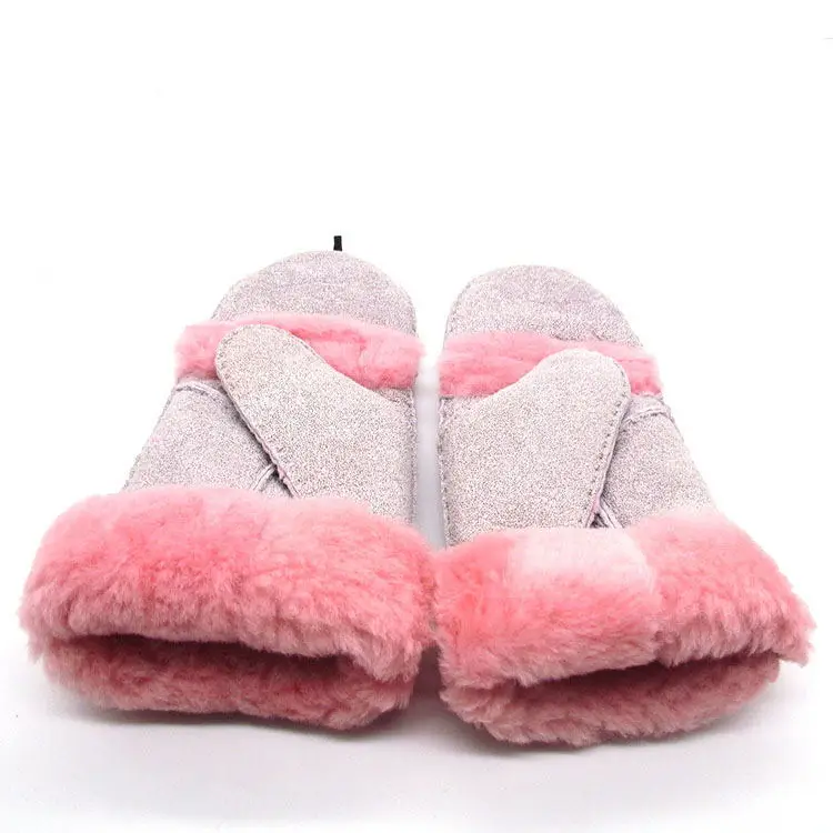 Men women autumn winter thicken warm natural one piece wool fur leather glove winter wool fur mitten half finger fur glove R3385