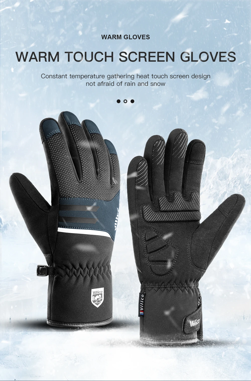 Men Winter Waterproof Cycling Gloves Outdoor Sports Running Motorcycle Ski Touch Screen Fleece Gloves Non-slip Warm Full Fingers
