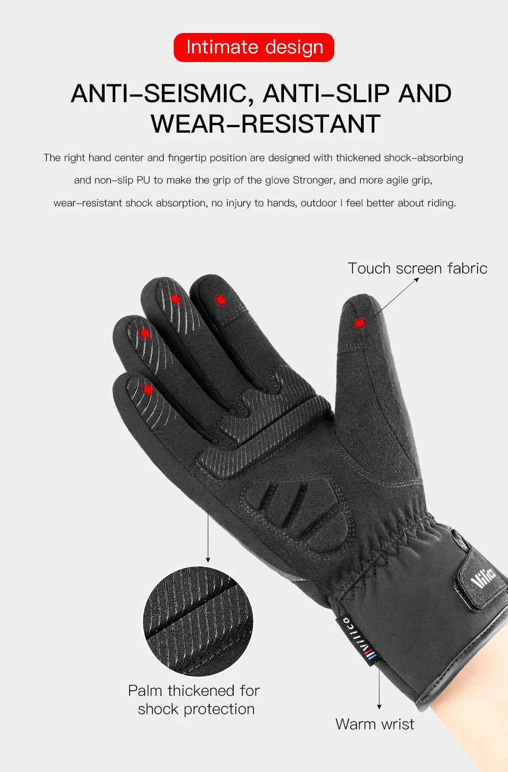 Men Winter Waterproof Cycling Gloves Outdoor Sports Running Motorcycle Ski Touch Screen Fleece Gloves Non-slip Warm Full Fingers