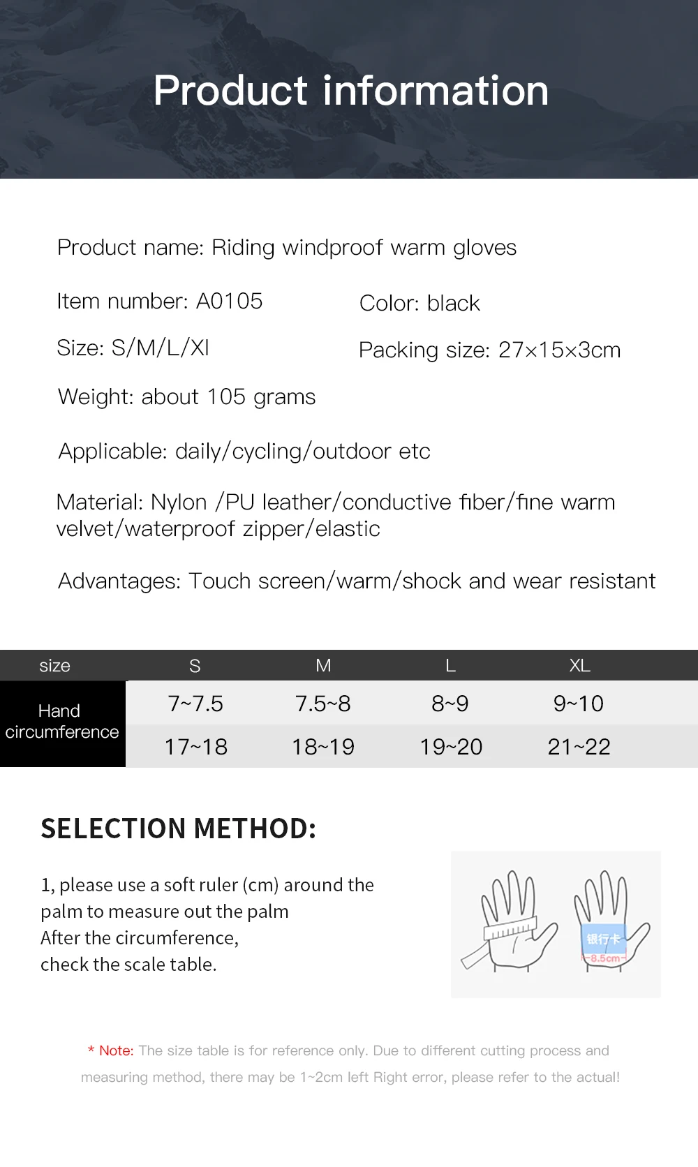 Men Winter Waterproof Cycling Gloves Outdoor Sports Running Motorcycle Ski Touch Screen Fleece Gloves Non-slip Warm Full Fingers