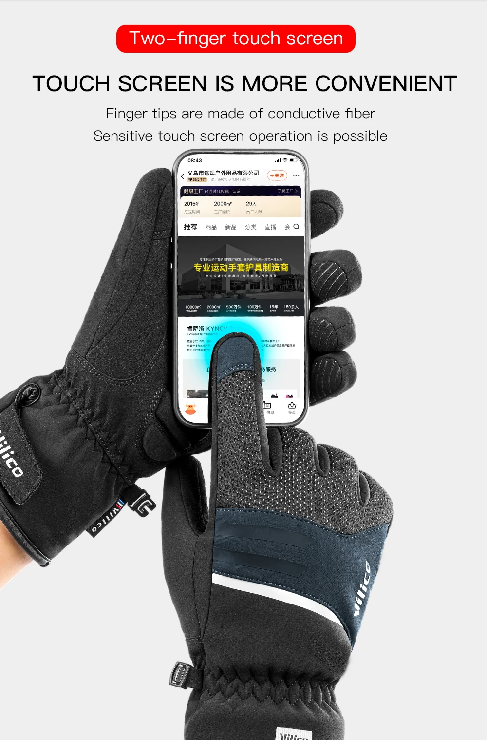 Men Winter Waterproof Cycling Gloves Outdoor Sports Running Motorcycle Ski Touch Screen Fleece Gloves Non-slip Warm Full Fingers