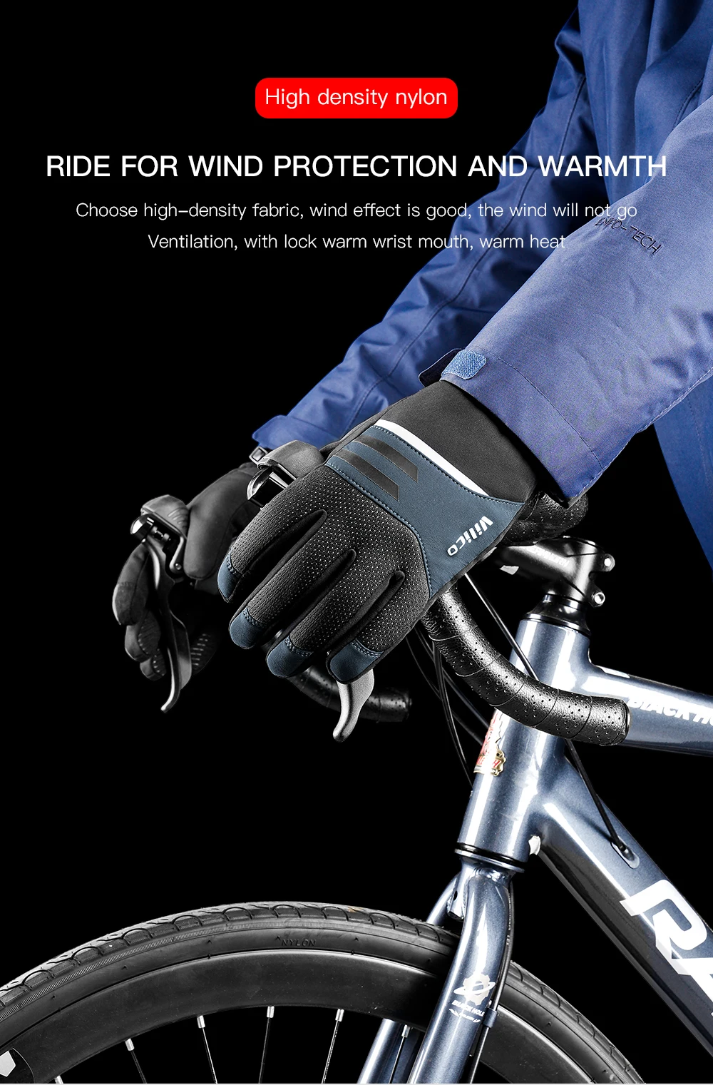Men Winter Waterproof Cycling Gloves Outdoor Sports Running Motorcycle Ski Touch Screen Fleece Gloves Non-slip Warm Full Fingers