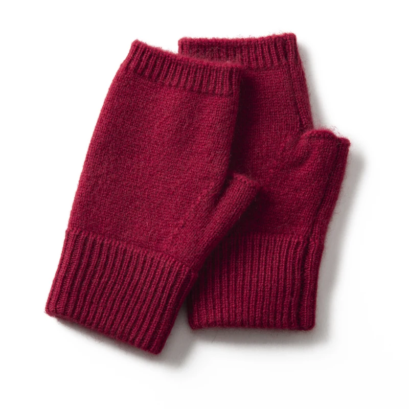 MERRILAMB Unisex Winter Half Finger Gloves Knitted Fingerless Mittens Solid Color Warm Cashmere Short Hand Mittens for Women