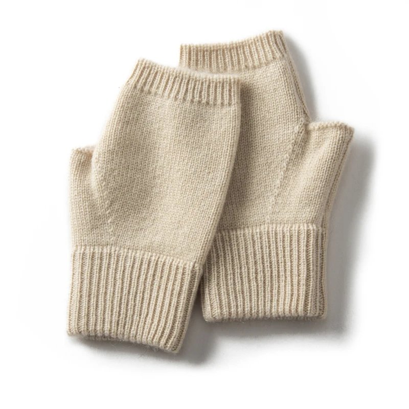 MERRILAMB Unisex Winter Half Finger Gloves Knitted Fingerless Mittens Solid Color Warm Cashmere Short Hand Mittens for Women