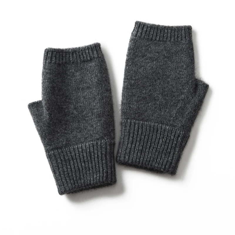 MERRILAMB Unisex Winter Half Finger Gloves Knitted Fingerless Mittens Solid Color Warm Cashmere Short Hand Mittens for Women