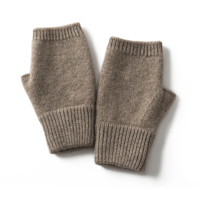MERRILAMB Unisex Winter Half Finger Gloves Knitted Fingerless Mittens Solid Color Warm Cashmere Short Hand Mittens for Women