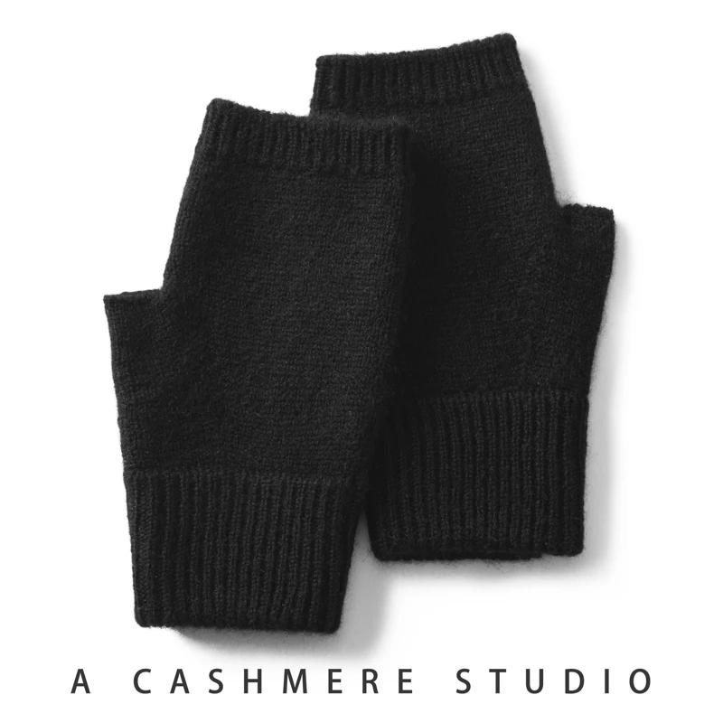 MERRILAMB Unisex Winter Half Finger Gloves Knitted Fingerless Mittens Solid Color Warm Cashmere Short Hand Mittens for Women