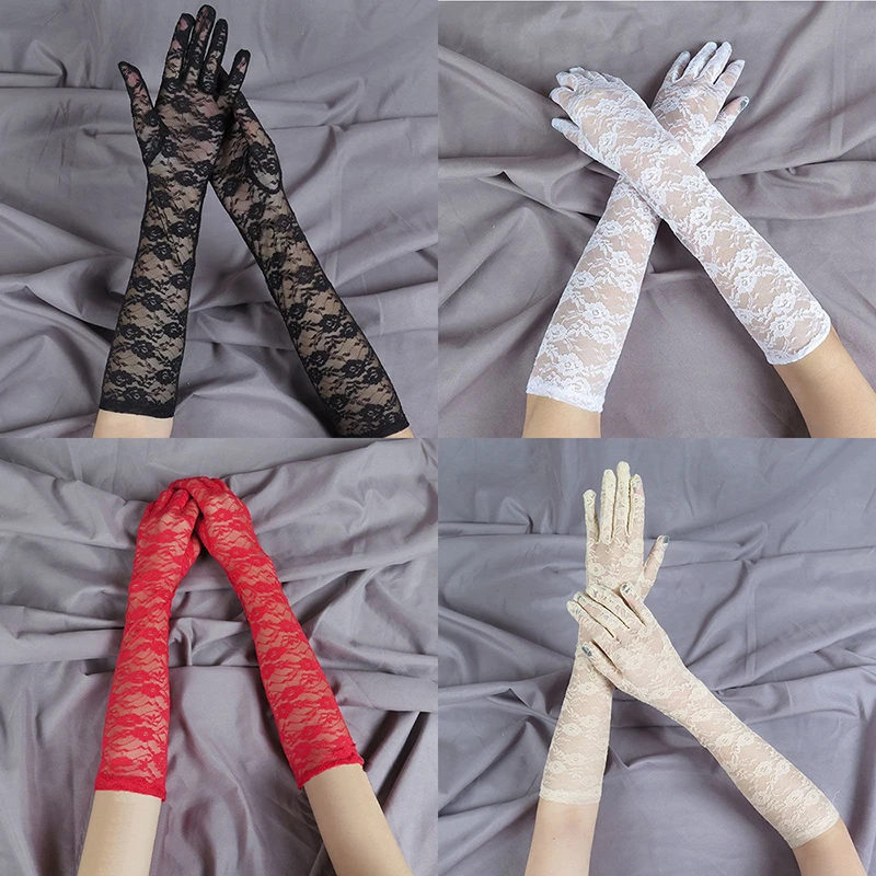 Fashion Lace Sexy Gloves Women Grace Thin Breathable Sun Protection Driving Club Party Prom Dancing Dress Glove Long Sleeve G111