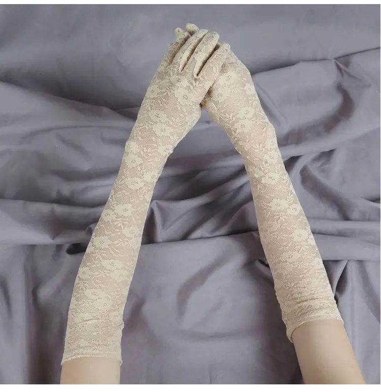 Fashion Lace Sexy Gloves Women Grace Thin Breathable Sun Protection Driving Club Party Prom Dancing Dress Glove Long Sleeve G111