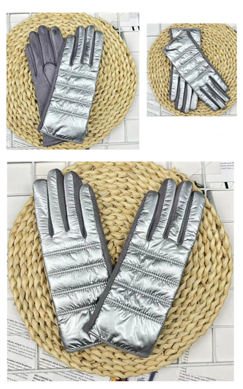 Winter Women Fashion Luxury Waterproof Keep Warm Touch Screen Plus Fleece Down Cloth Suede Soft Gloves Elasticity