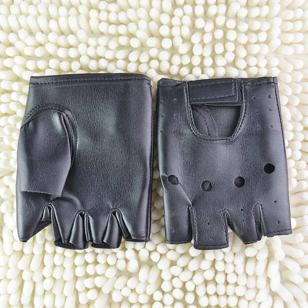 Soft Leather Mittens for Men, Outdoor Mittens, Driving,Motorcycle and Biker, Fingerless Gloves, Half-Finger Gloves, Black, 1Pair