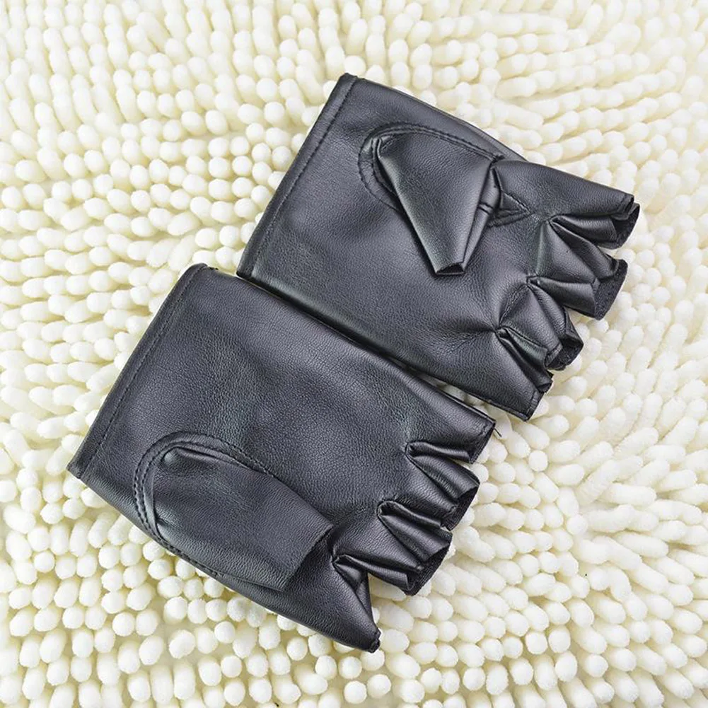 Soft Leather Mittens for Men, Outdoor Mittens, Driving,Motorcycle and Biker, Fingerless Gloves, Half-Finger Gloves, Black, 1Pair