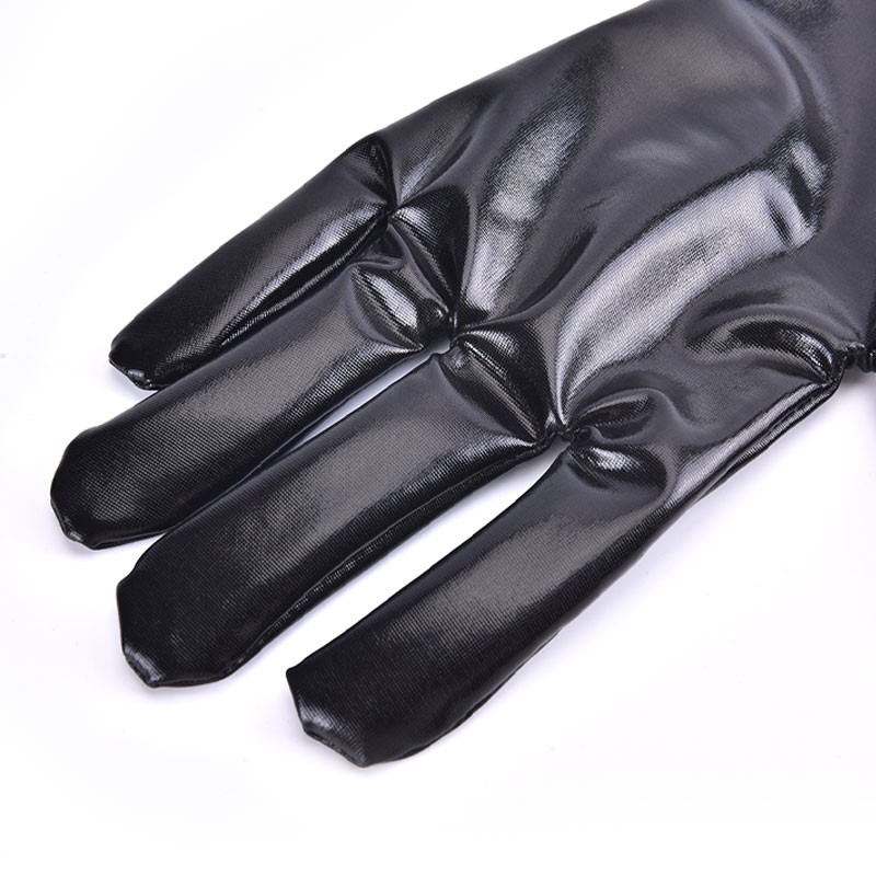 Silver Sexy Stretch PU Leather Skinny Long Glove Punk Rock HipHop Jazz Disco Dance Glove Shiny Metallic Mitten Cosplay Accessory