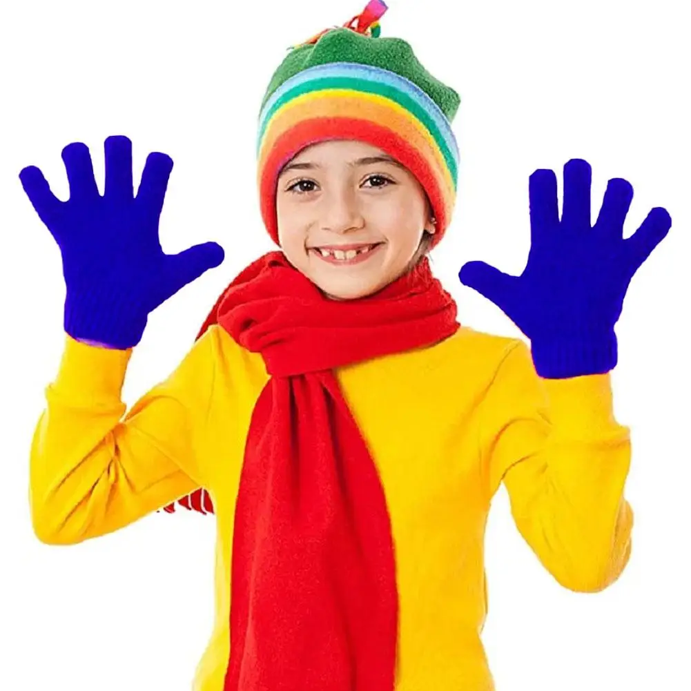 New 1-4Y Kids Gloves Winter Baby Plush Coral Gloves Toddler Full Fingers Cute Mittens Warm Windproof Glove For Boys Girls