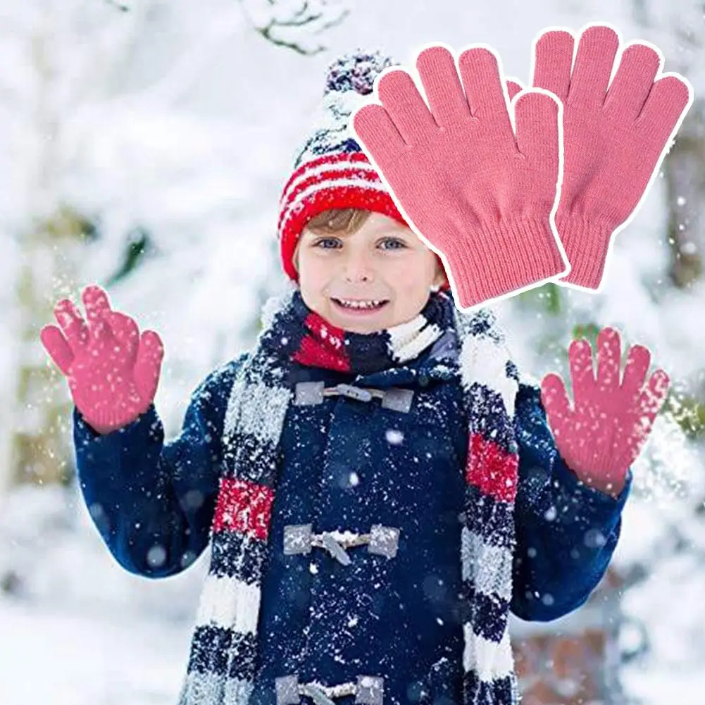 New 1-4Y Kids Gloves Winter Baby Plush Coral Gloves Toddler Full Fingers Cute Mittens Warm Windproof Glove For Boys Girls