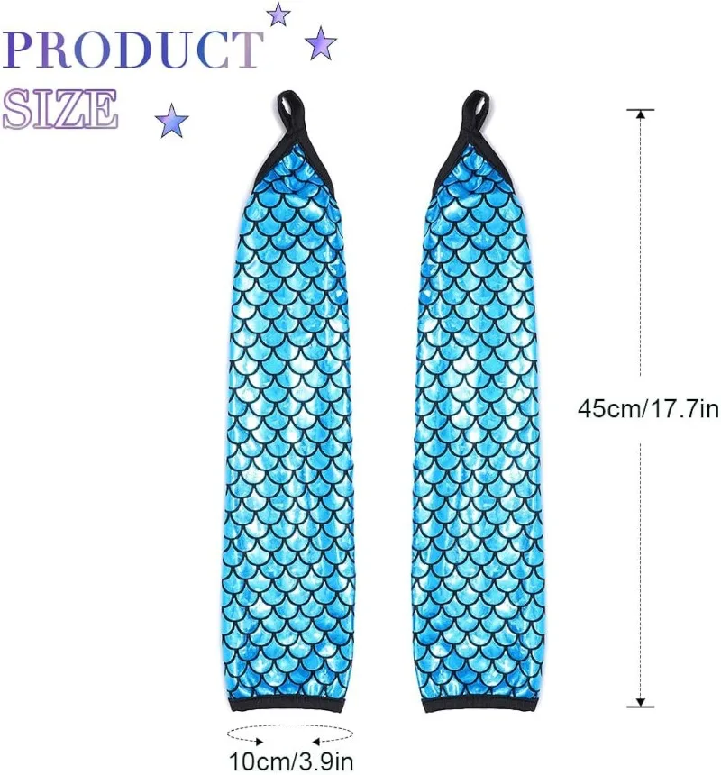 Summer 45CM Long Women Sunscreen Finger Hook Mermaid Scale Gloves Fashion PersonalityStage Performance Halloween Cosplay
