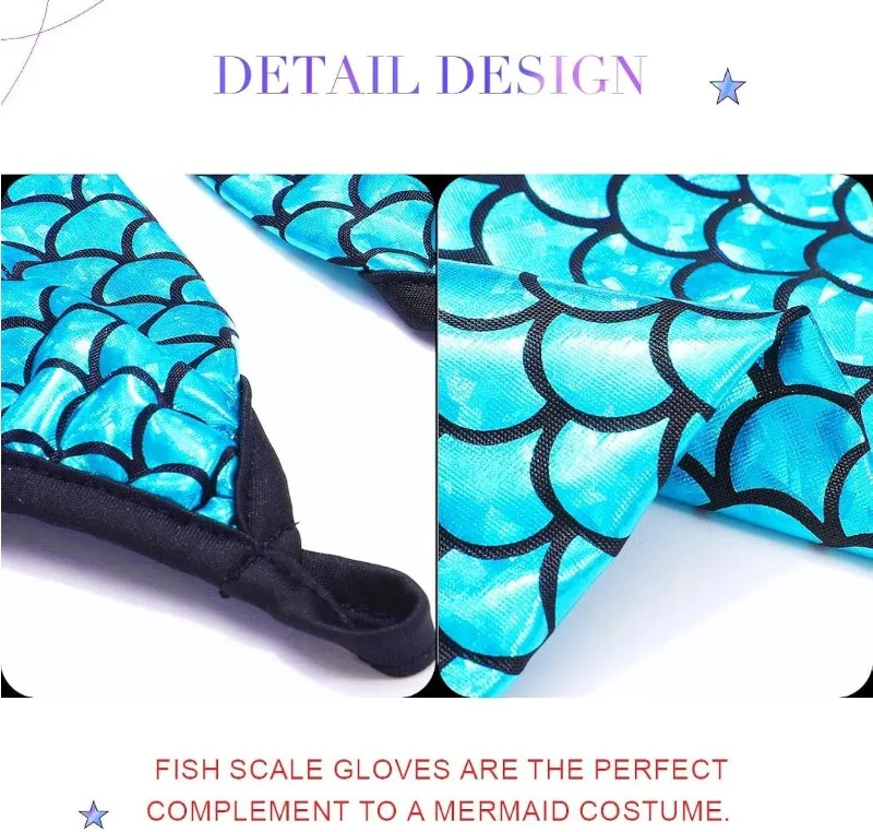 Summer 45CM Long Women Sunscreen Finger Hook Mermaid Scale Gloves Fashion PersonalityStage Performance Halloween Cosplay